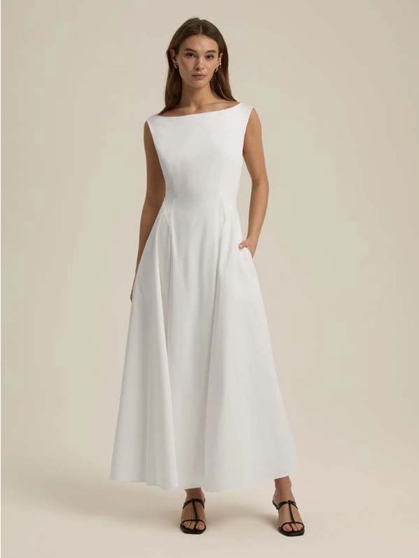 Favorite Daughter White Boatneck Maxi Dress
